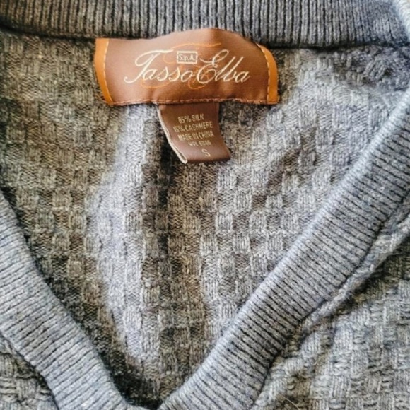 Tasso Elba men sweater gray pull over Small silk cashmere - Picture 3 of 5